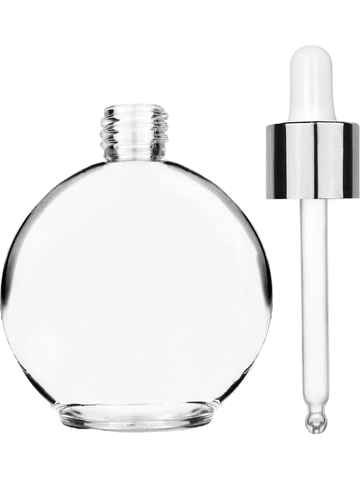 Best Bottles - Wholesale Essential Oil Holder - Round Clear Glass Bottle with White Dropper - 128ml5