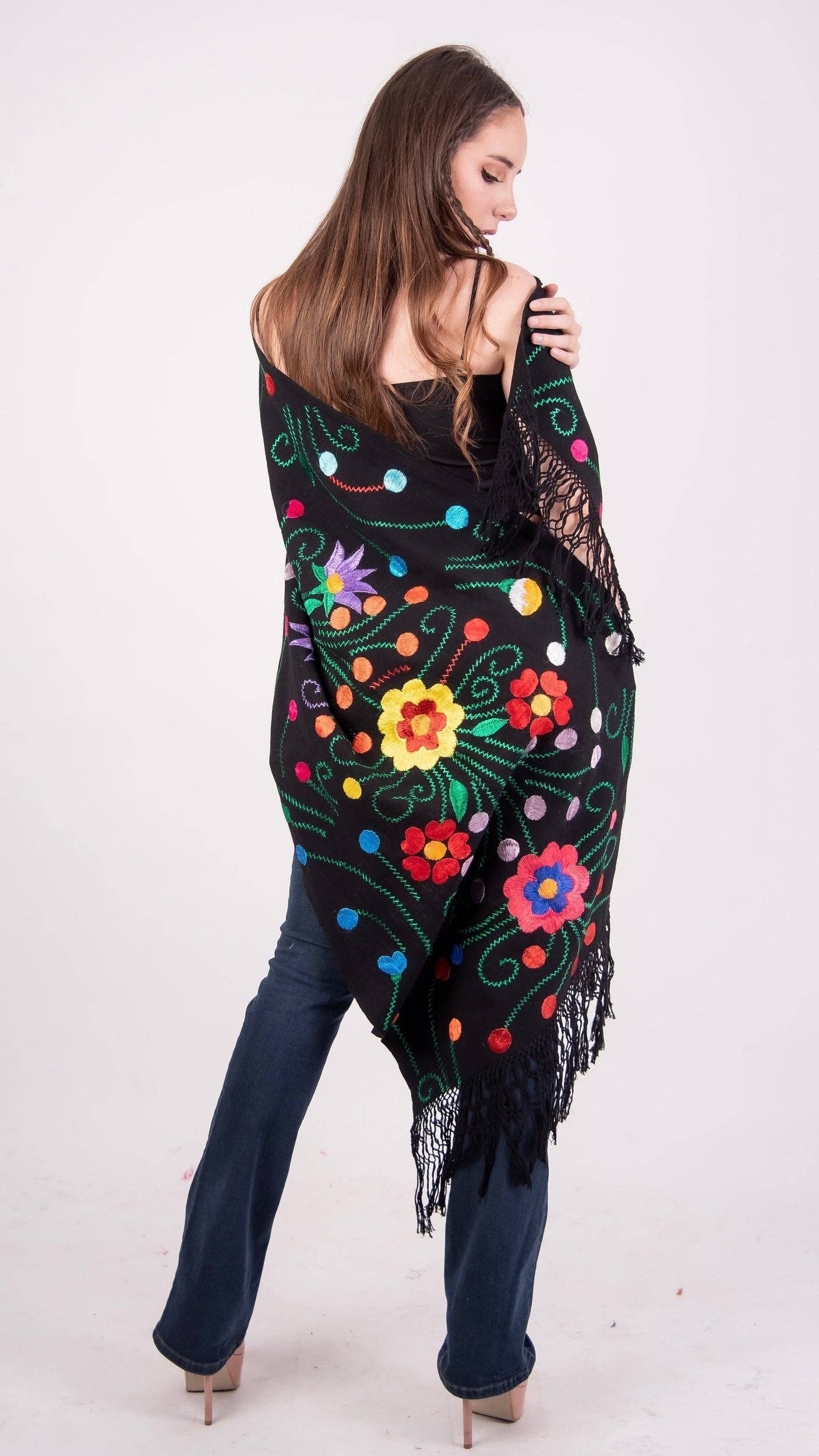 Cielito Lindo - Wholesale Wrap - Women's - Mexican Handmade Embroidered Shawl Chilapa12