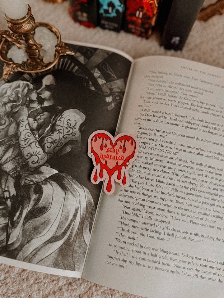 Stay Hydrated Blood Heart Sticker for wholesale by Fabled Folke