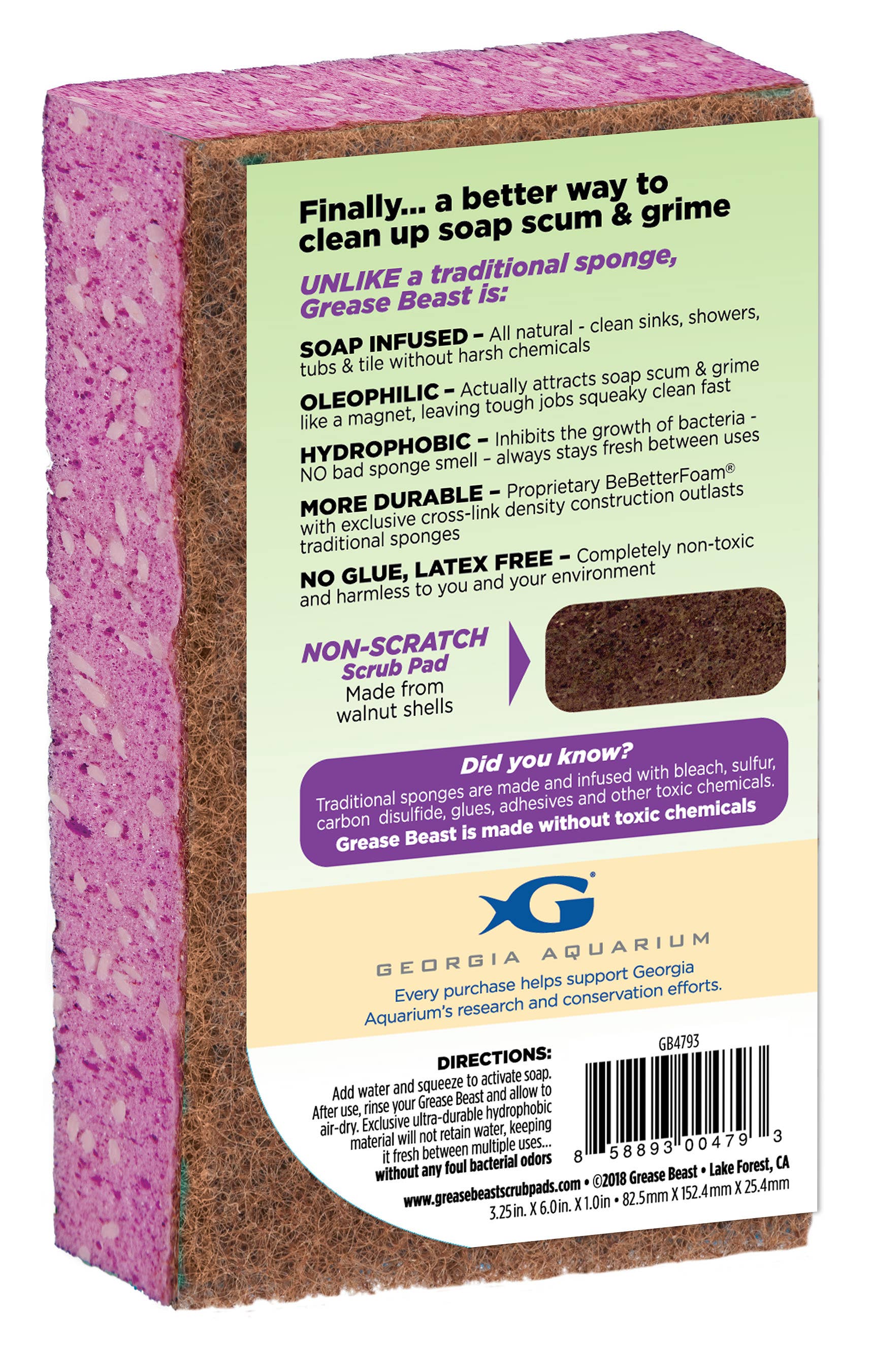 Pura Naturals – wholesale Cleaning sponge – Grease Beast Tub & Tile Scrub Pad2