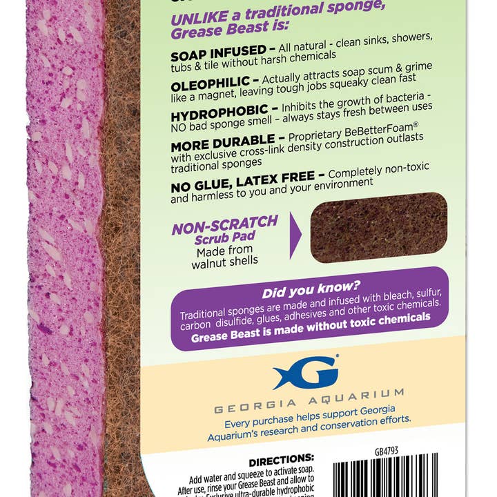 Pura Naturals – wholesale Cleaning sponge – Grease Beast Tub & Tile Scrub Pad2