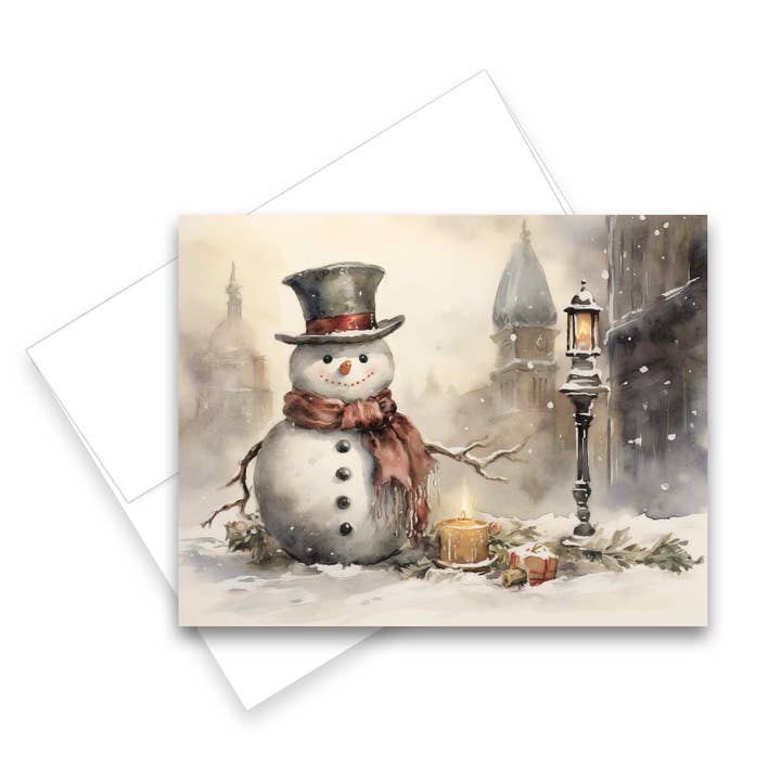 Aria Rae - Wholesale Christmas Card - Assorted Vintage Snowman Christmas Greeting Cards, Set of 61