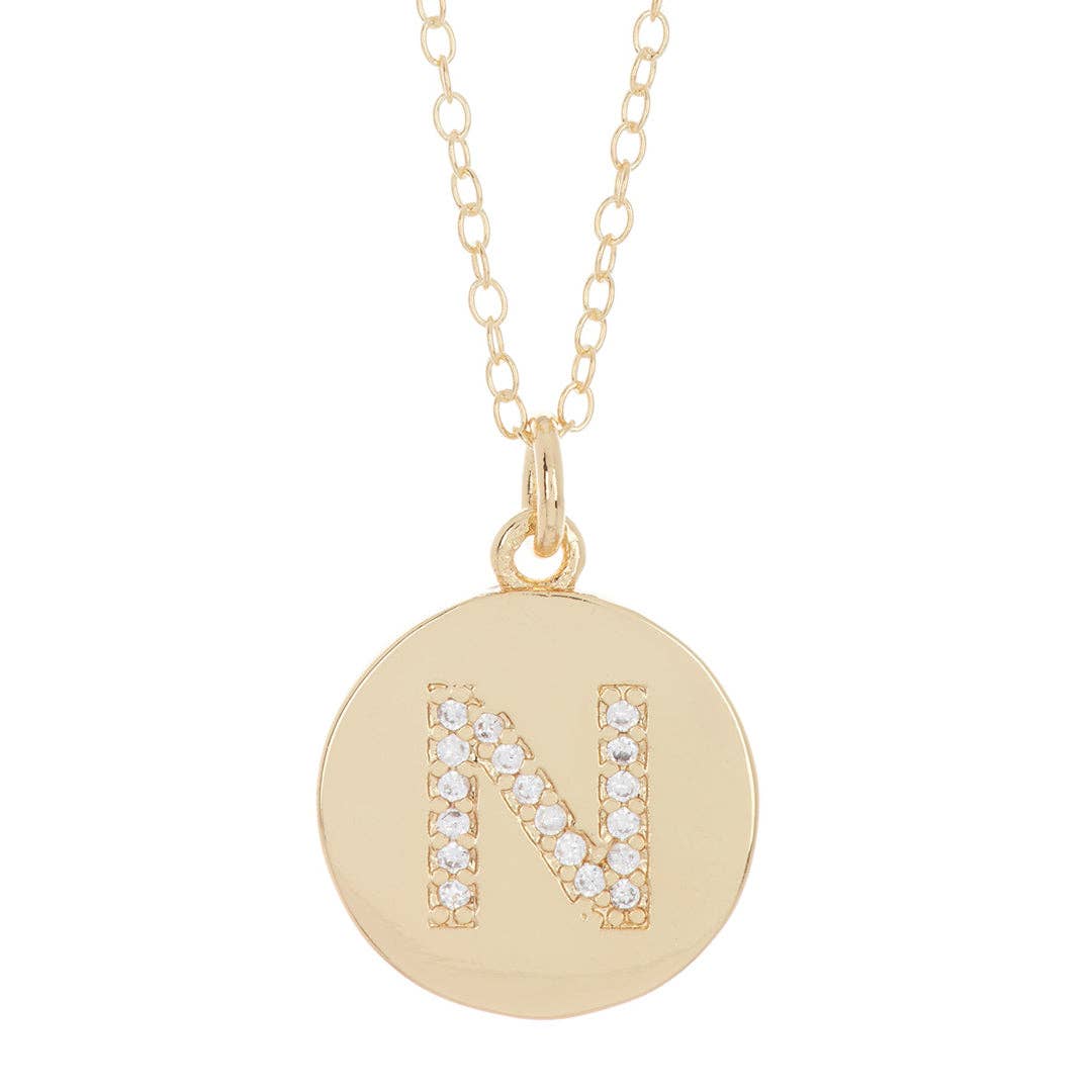 Adornia - Wholesale Halskettinghanger - Initial Pave Disc Ketting zilver goud15