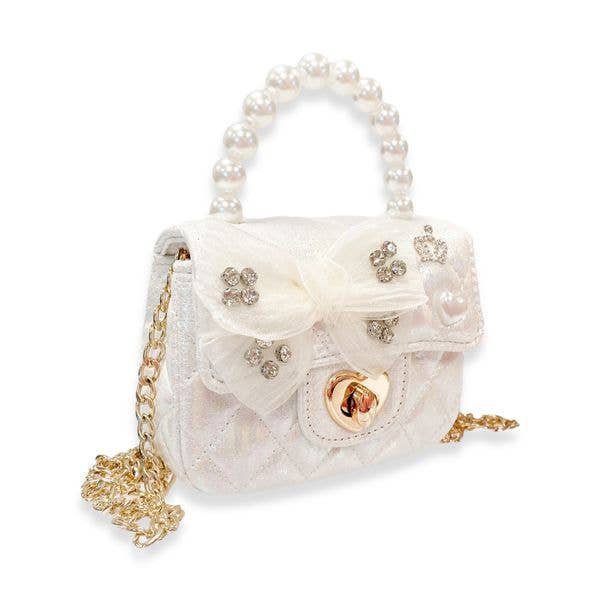 Doe a Dear - Wholesale Purse/Bag Accessory - Kids - B1378 Embellished Bow Shiny Quilted Purse (2 Colors)4