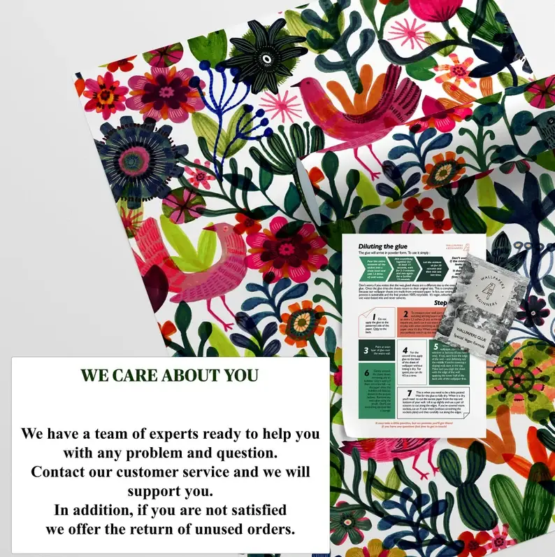 Wallpapers4Beginners - Wholesale Wallpaper - Funky Scandinavian Botanical Print Colorful Wallpaper4