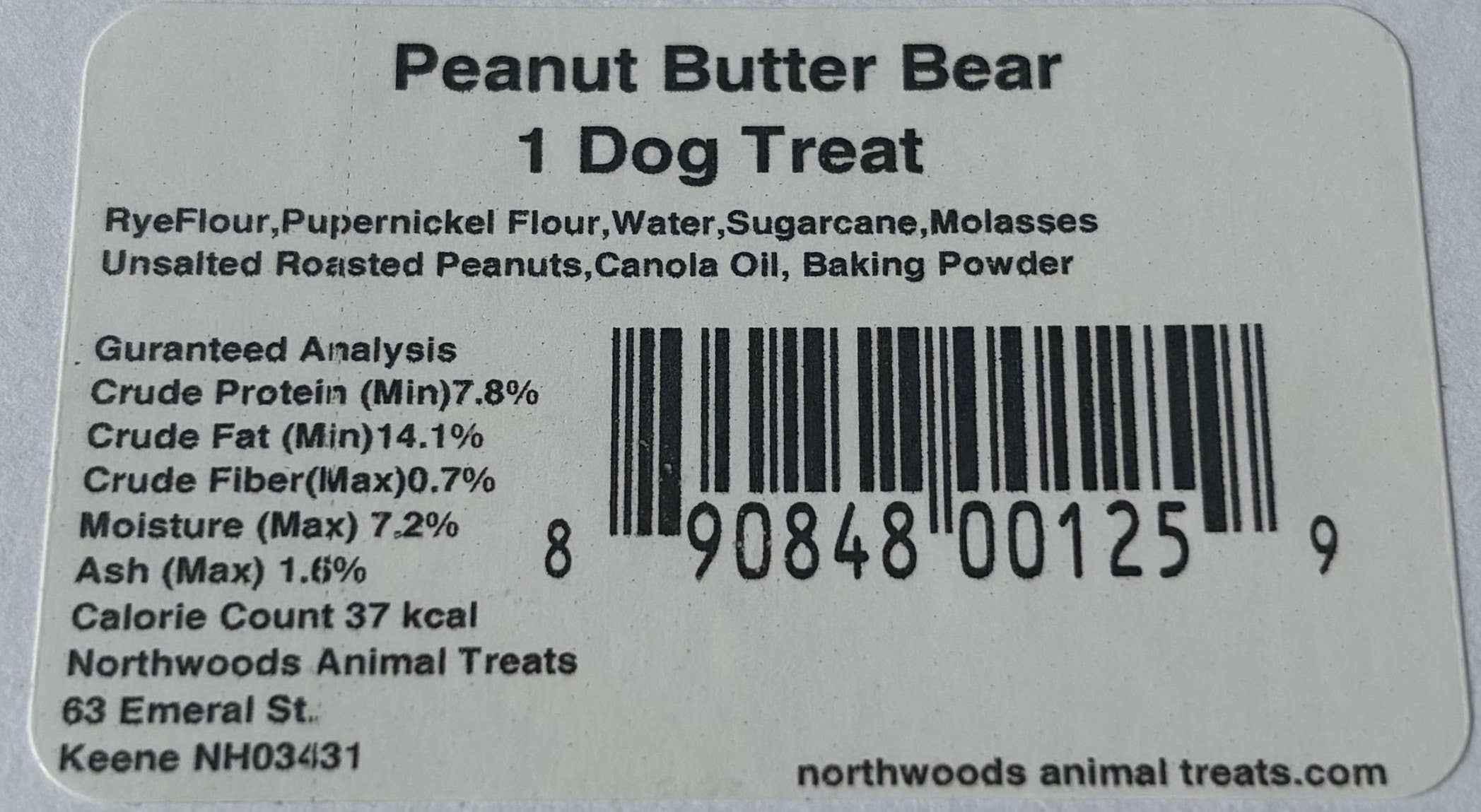 North Woods Animal Treats and Gifts - Wholesale Pet Treats - Dog - Display Crate REFILL(no crate)36 Cookies-Peanut Butter Bear2