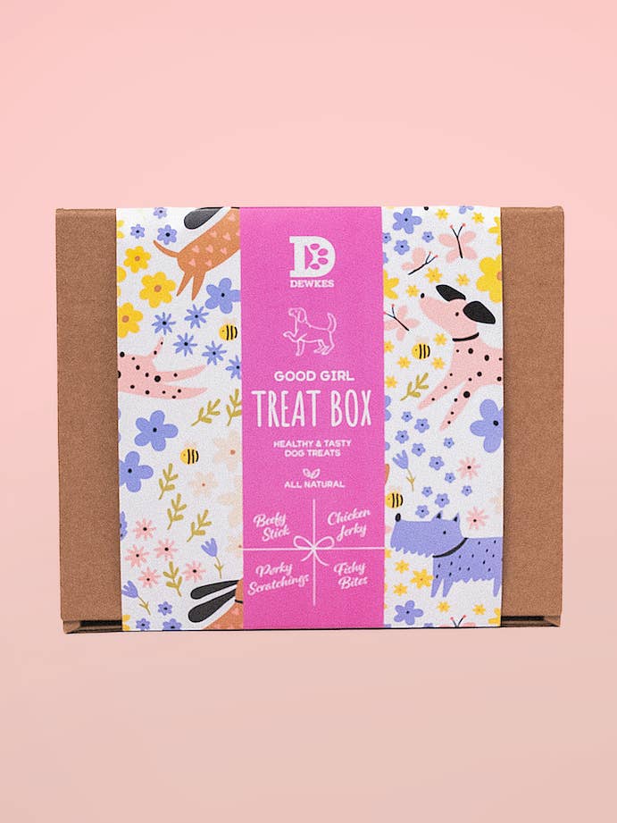 Good Girl Dog Treat Box – Playful, Natural Gifting for wholesale by Dewkes Snacks for Dogs