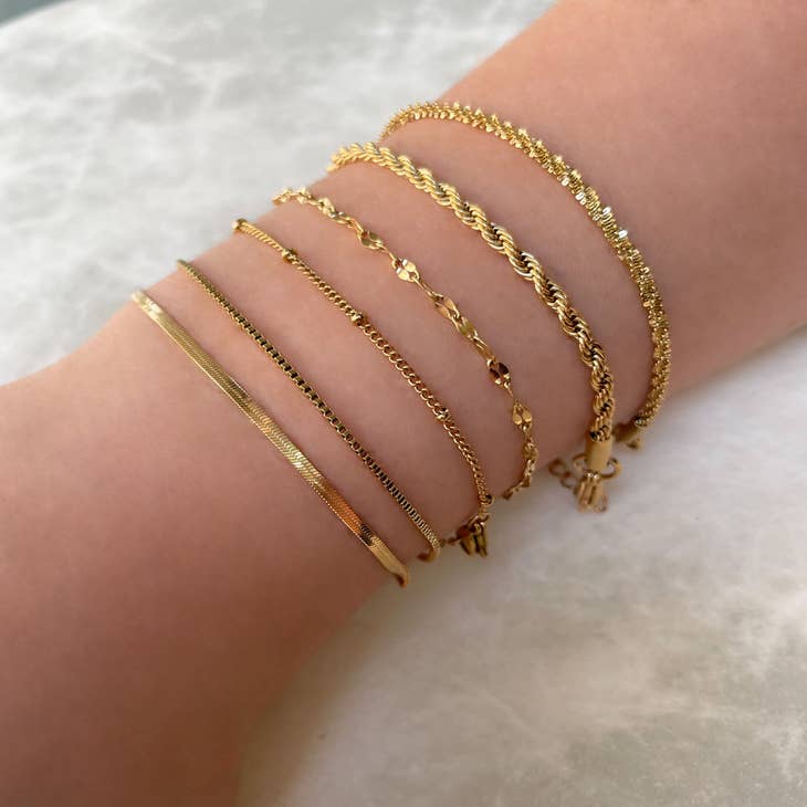 Dainty Gold Bracelets for Women, 14K Gold Filled Adjustable