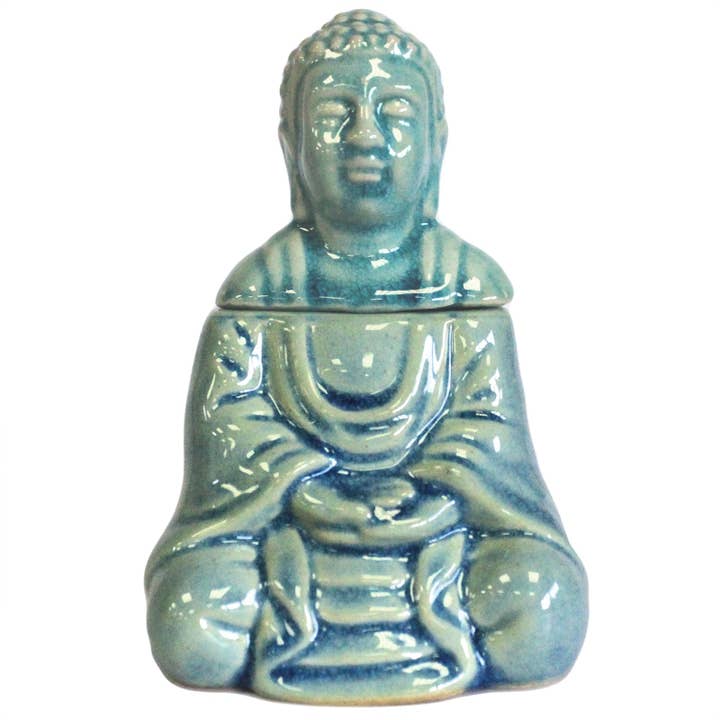 Sitting Buddha Oil Burner - Blue for wholesale by Ancient Wisdom