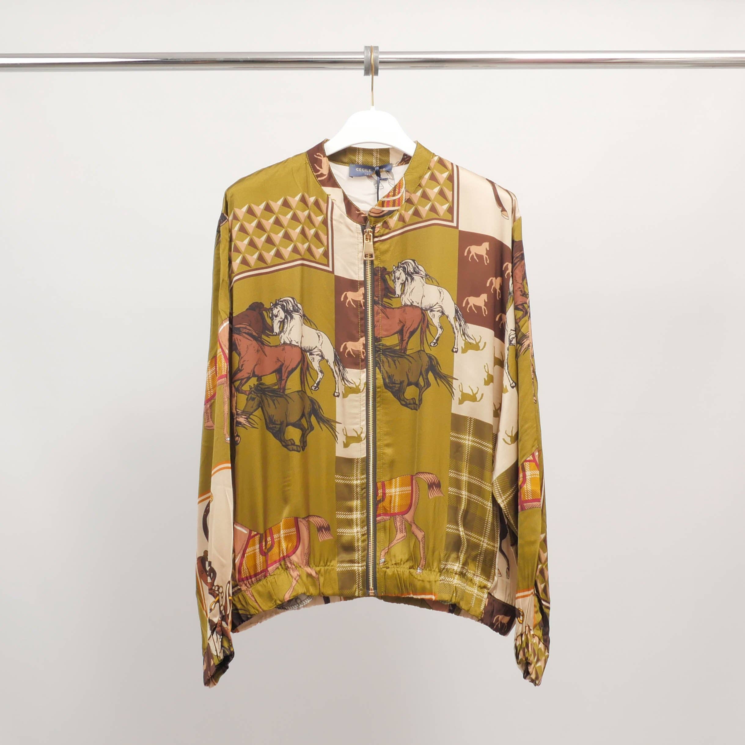 Cecile Wang - Wholesale Jacket - Women's - Equestrian print zip-up jacket in viscose and silk – KD8772VS-303