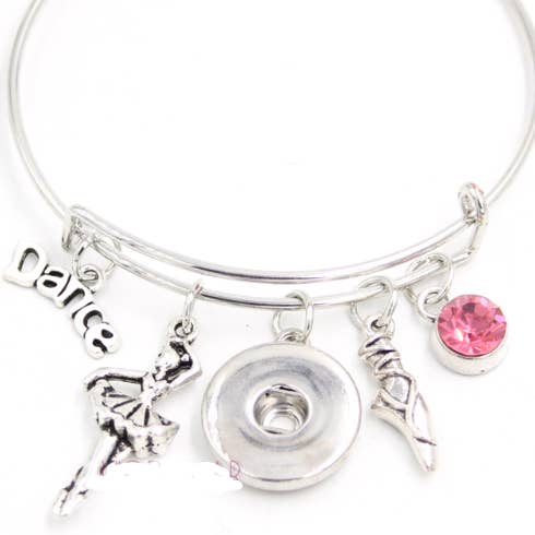 Bracelet - Danse - Ballerine - Bracelet jonc - Se coordonne avec tous les boutons-pression standard de 18 à 20 mm pour la vente par Say It in A Snap Jewelry