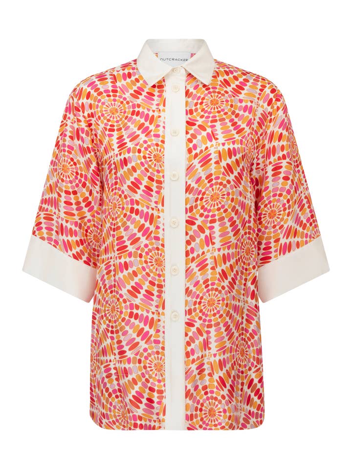 Palm Springs Disco Silk Pyjama Shirt for wholesale by Nutcracker London