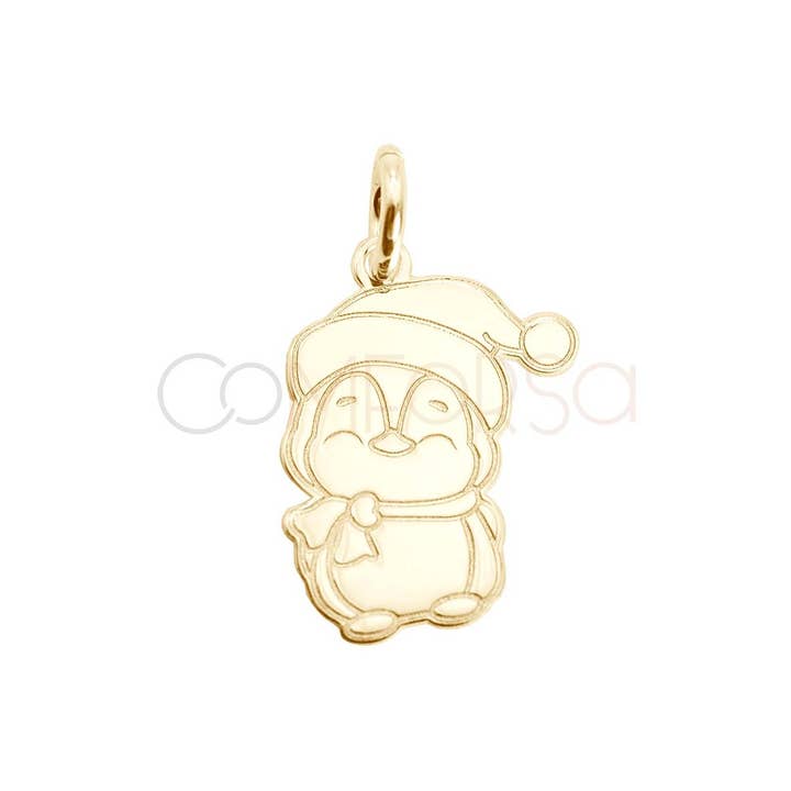 COM FORSA SL - Wholesale Individual Charm/Pendant - Gold-Plated Sterling Silver 925 Penguin With Hat Pendant 103