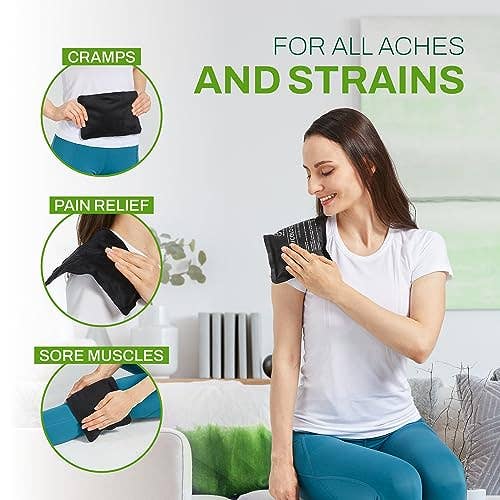AllSett Health - Wholesale Hot/Cold Compress - 4 Pack Reusable Soft Fleece Ice Packs for Injuries - BLACK