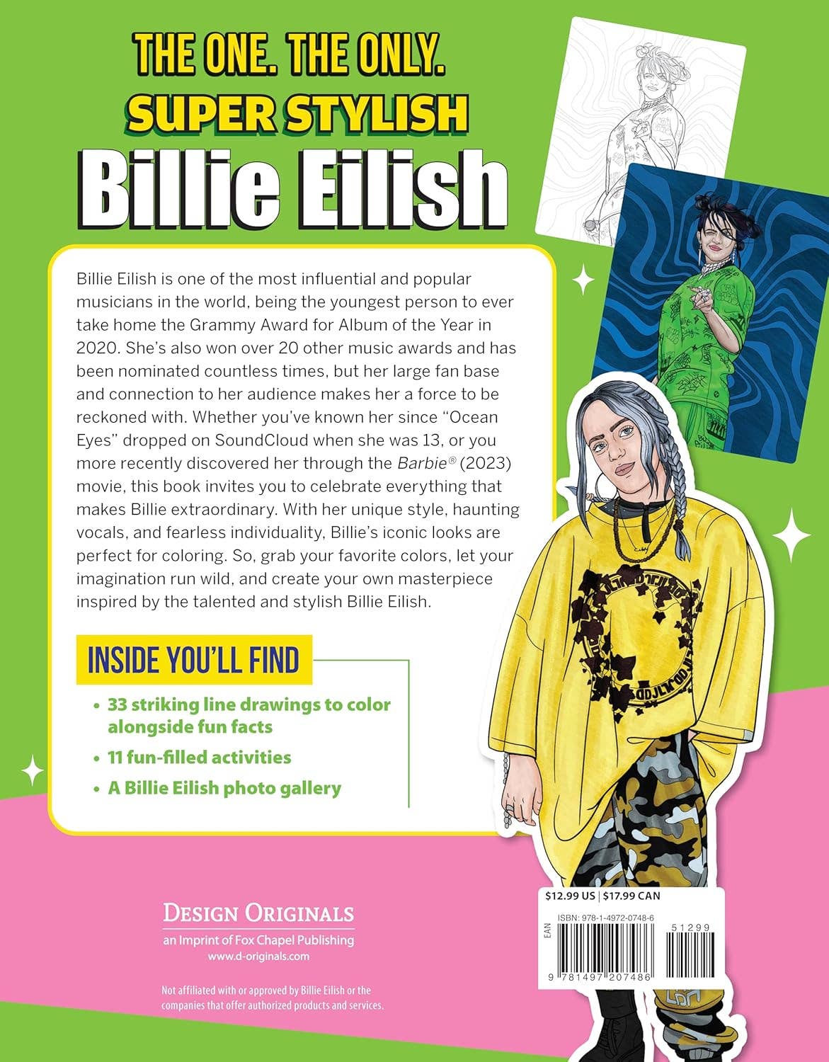 Fox Chapel Publishing - Wholesale Coloring & Activity Book - Adult - Super Stylish Billie Eilish Coloring & Activity Book1