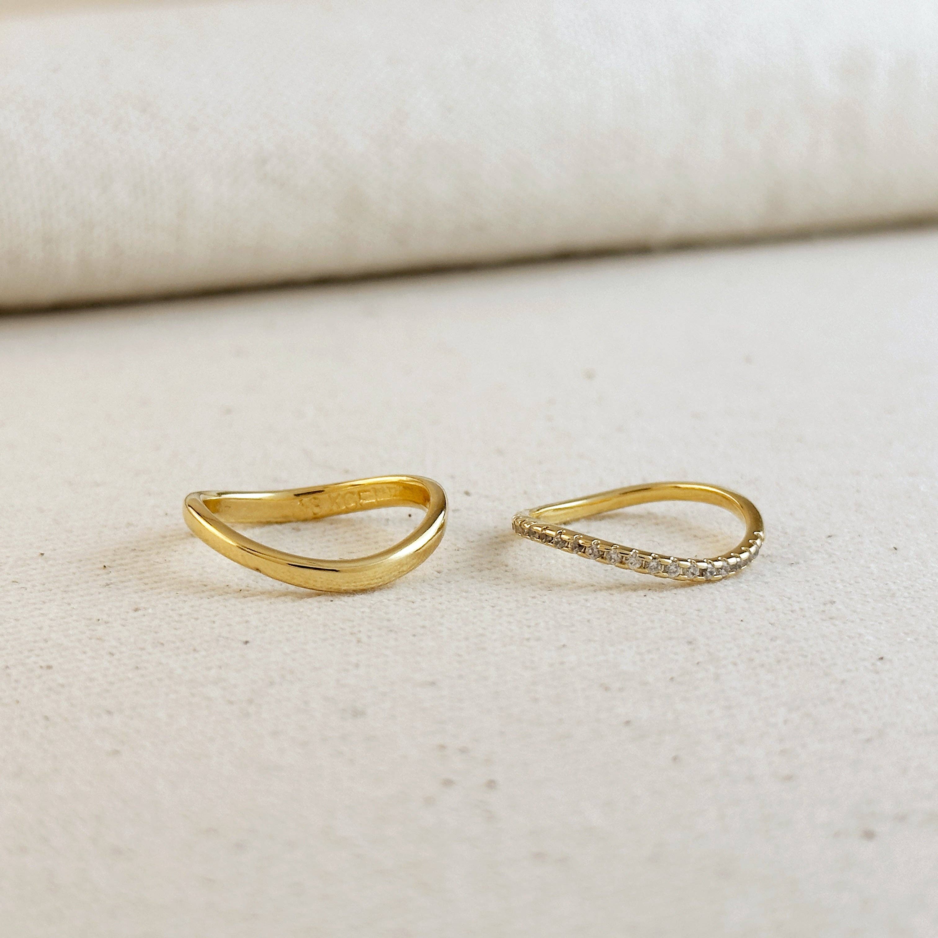 GoldFi - Wholesale Band/Stacked Ring - 18k Gold Filled Stackable Wave Ring0