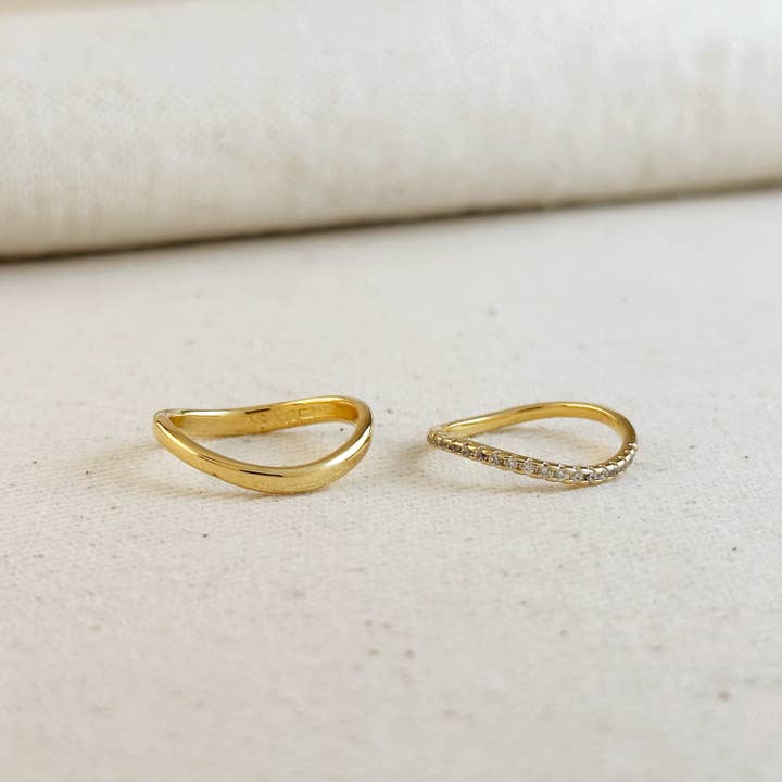 GoldFi - Wholesale Band/Stacked Ring - 18k Gold Filled Stackable Wave Ring