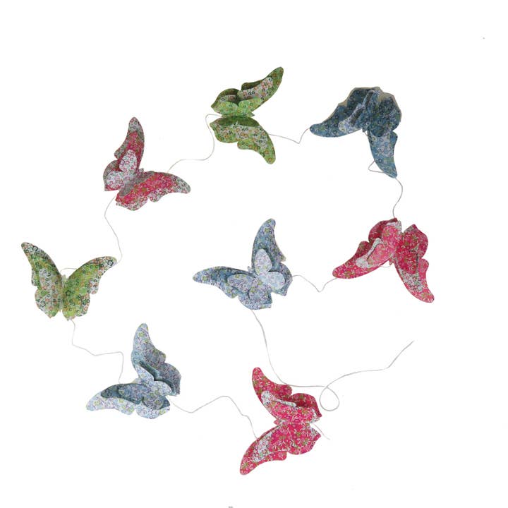 Epigram - Vente Fanion/guirlande - Guirlande de papillons bleus et pailleté 3D en papier