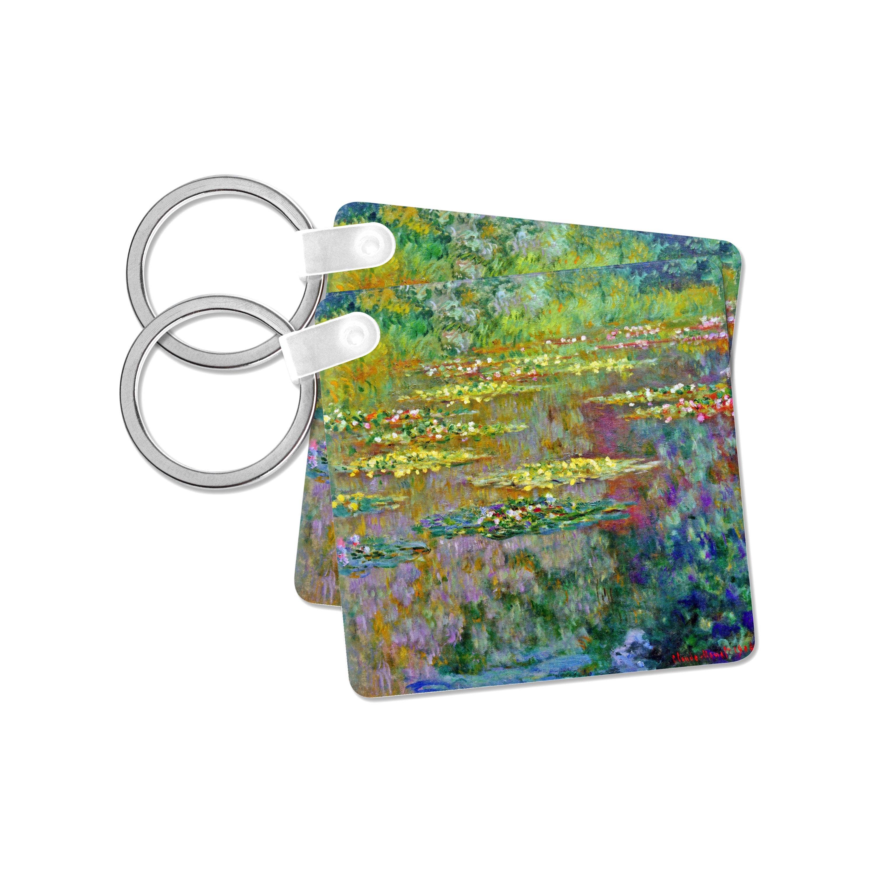 3dRose - Wholesale Keychain - Unisex - 3dRose, Water lilies by impressionist artist Claude Monet - waterlilies on lake famous nature impressionism, Key Chain