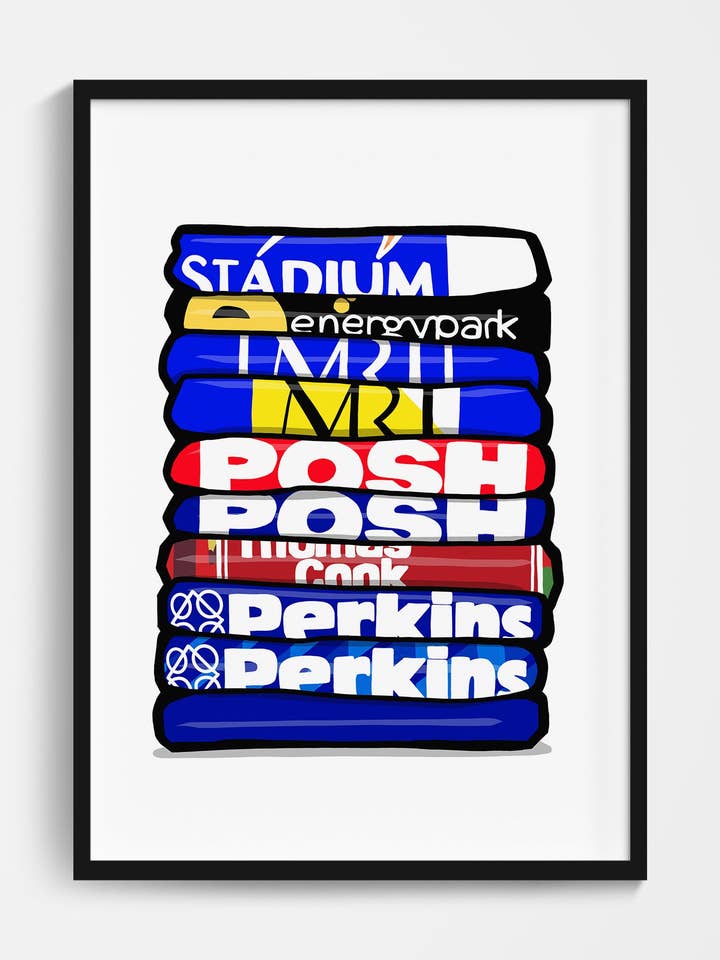 Peterborough Shirt Stack Print for wholesale by Football Devotion