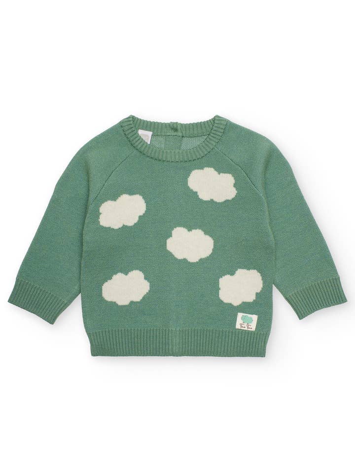 Groene trui voor babyjongen met wolkenontwerp voor wholesale door tuc tuc