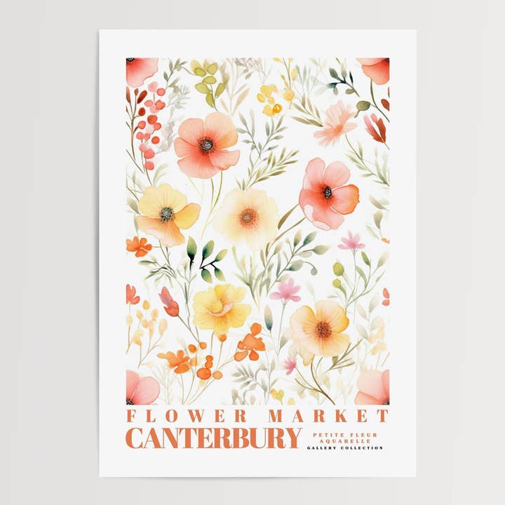 Affiche du marché aux fleurs de Canterbury pour la vente par Enchanted Sights