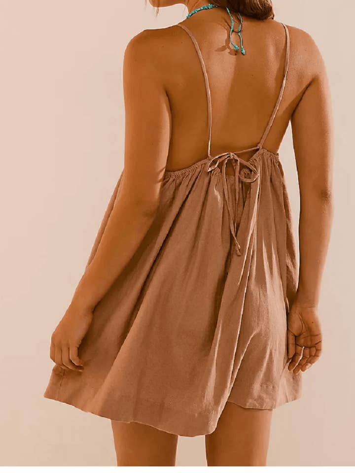 Dipped Shop - Wholesale Dress - Women's - Solid Color String Shoulder Mini Dress DPD17193