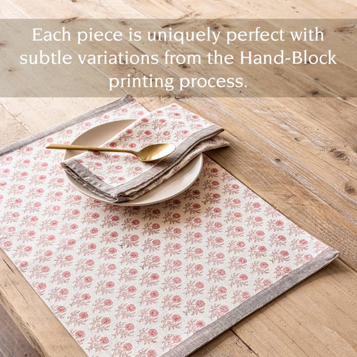 over&back - Wholesale Placemat - Artisan Hand-Blocked Placemats – 100% Cotton – Set of 437