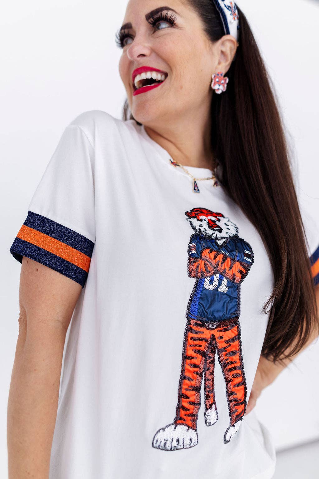 Brianna Cannon - Wholesale Screen Printed T-Shirt - Women's - Auburn Sparkle Logo T-Shirt2
