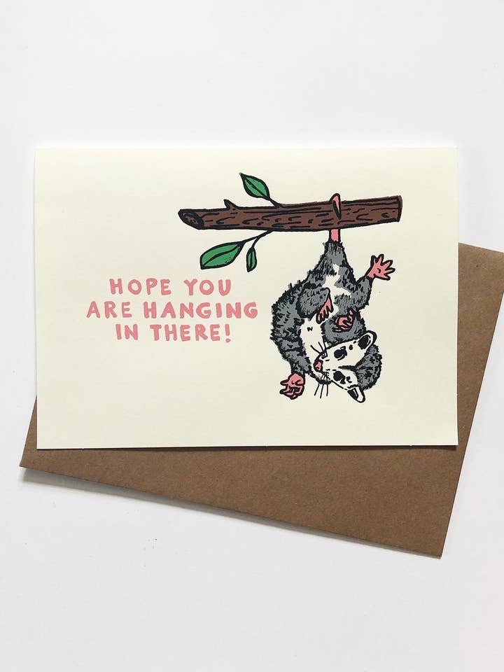 Hanging In There, Opossum Everyday Card for wholesale by Marigold Paper