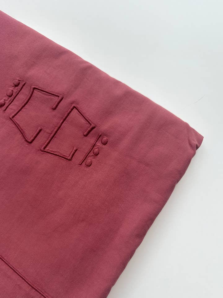Antique Cotton Sheet - monogram CC - 230x300cm - Tomette for wholesale by Maison Masarin