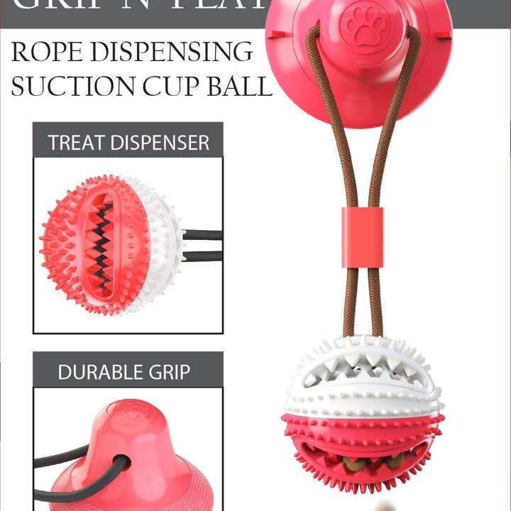 Pet Life - Wholesale Pet toy – Dog - Pet Life Grip N' Play Treat Ball Shaped Suction Cup Dog Toy3