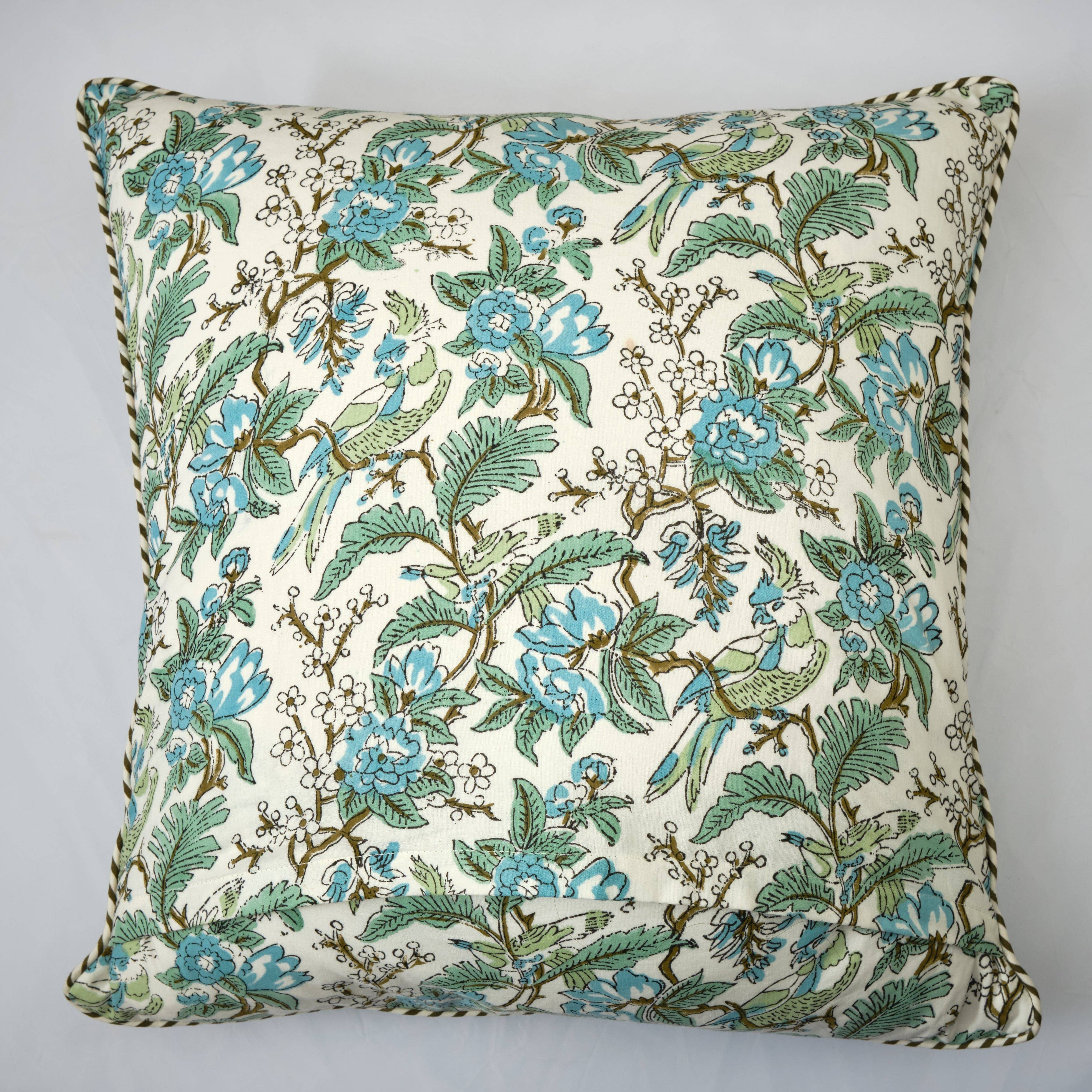 Fabricrush – wholesale Throw pillow cover – Eliza Green Hand Block Printed Floral Throw Pillow Covers3