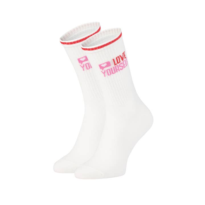 Love Yourself Socks – Light Beige, Valentine's Day Gift for wholesale by ZOOKSY SOCKS