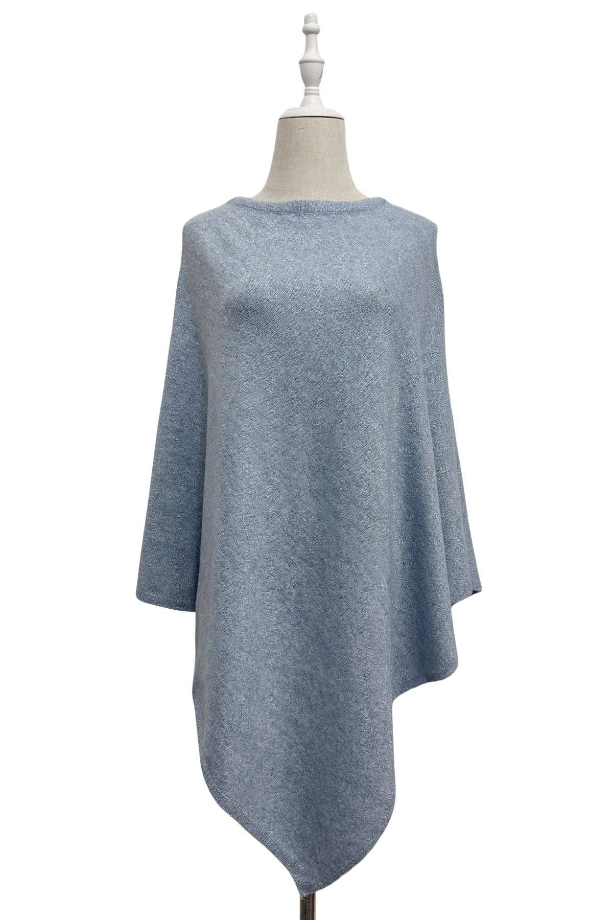 Fashion Scarf World – wholesale Poncho – Women's – Plain Cosy Metallic Thread Poncho10