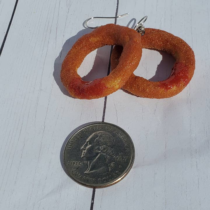 Kris's Kisses Kreations - Wholesale Dangle Earrings - Onion Ring Earrings, Snack Earrings, Food Jewelry
