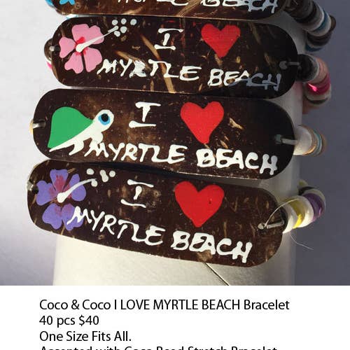 Puka Creations - Wholesale Woven/Braided Bracelet - Coco and Coco I Love Myrtle Beach Bracelets