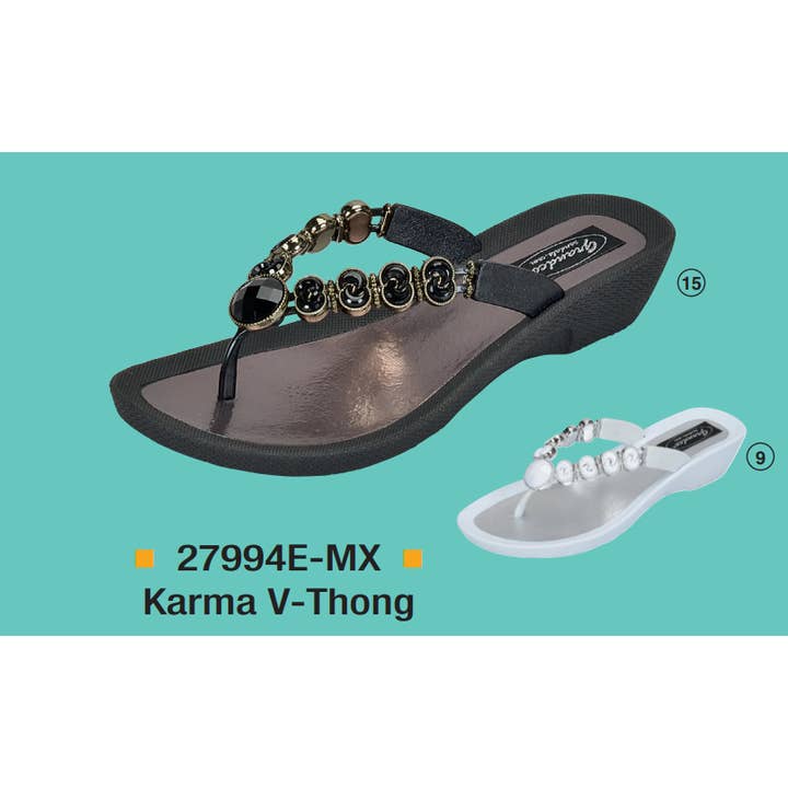 Karma V-Tanga, 6-11, BK/WT für den Großhandel von Grandco Sandals