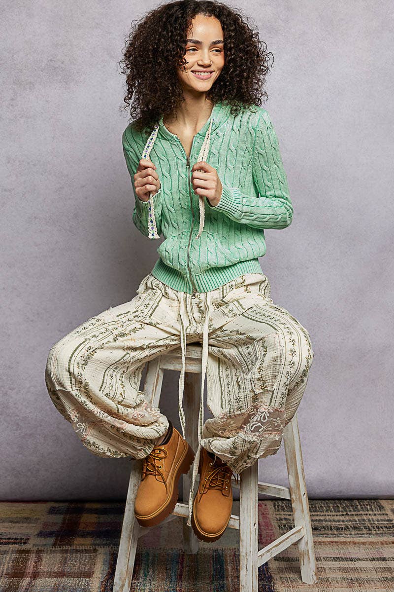 Pol Clothing - Wholesale Hoodie - Women's - Full Sleeve Solid Acrylic Sweater Hoodie Zip Up Knit Top47