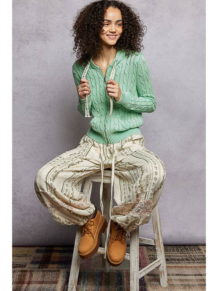 Pol Clothing - Wholesale Hoodie - Women's - Full Sleeve Solid Acrylic Sweater Hoodie Zip Up Knit Top47