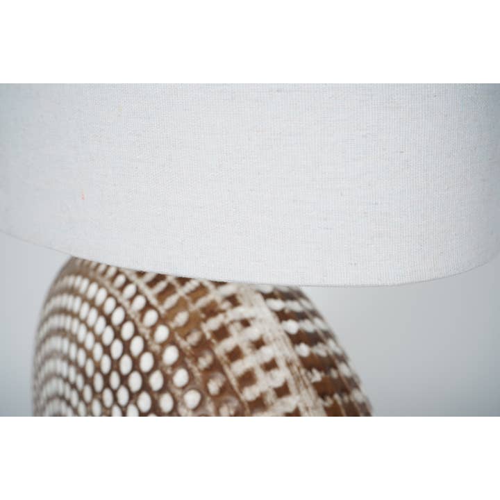 Brown Chariot Round Ceramic Lamp Base 65cm with shadeBrass and Agate Lamp Base - (Not available in USA) for wholesale on Faire2