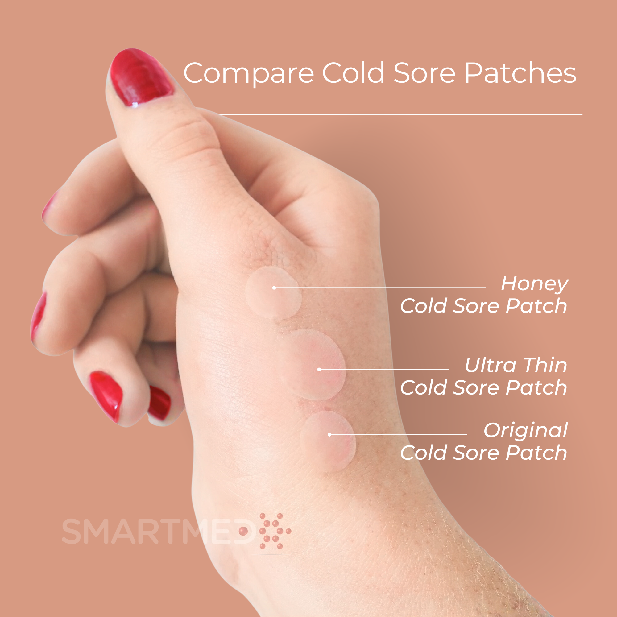 SMARTMED - Wholesale Bandaids/Bandages - Smart Cold Sore Large Treatment Patch with Lemon Balm Clear9