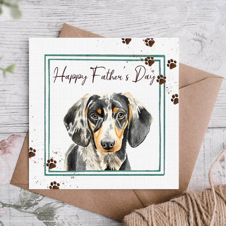 Tarjeta de felicitación para el día del padre Dapple Dachshund de plata para venta al por mayor de Cloud Jellybean Art