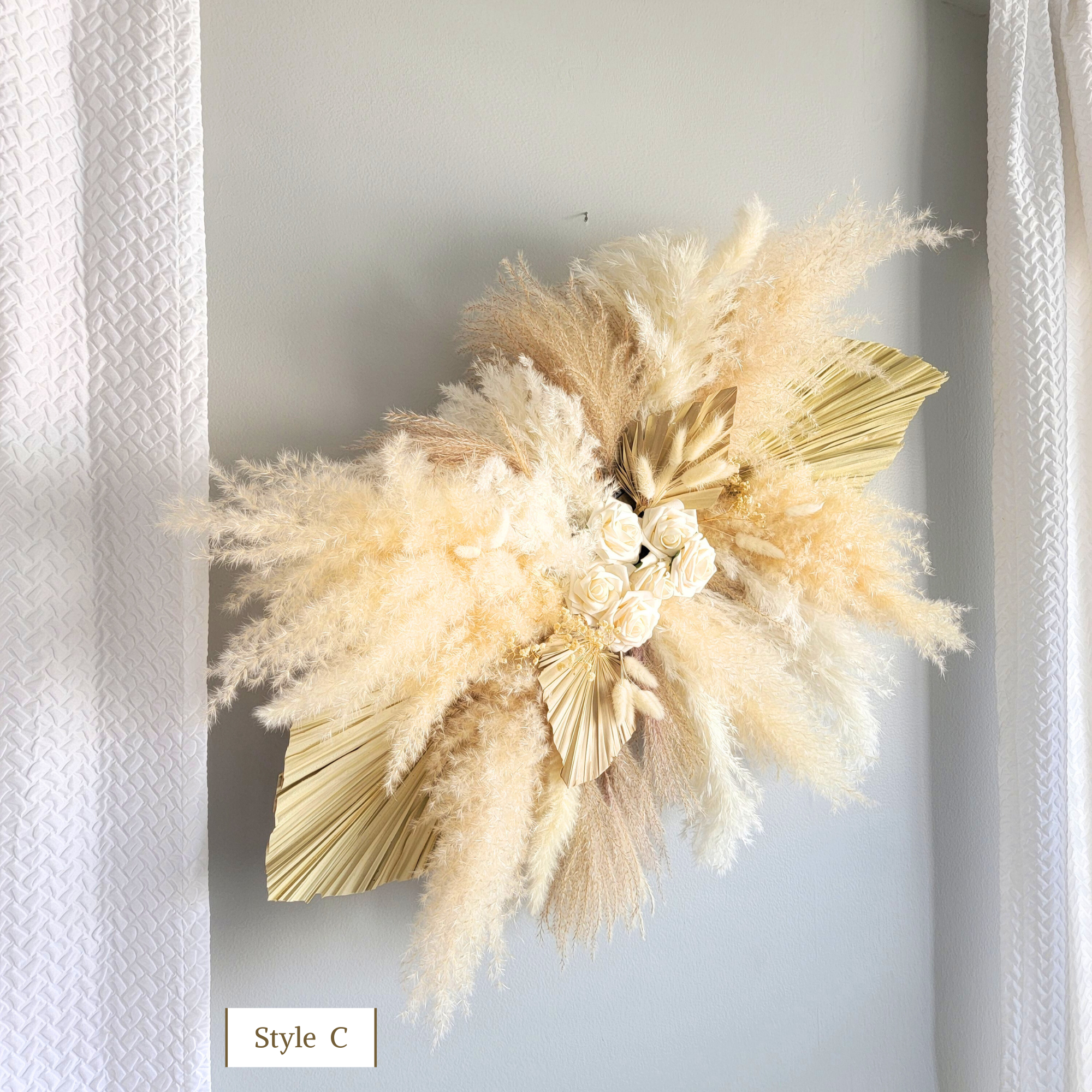Pampas Design - Wholesale Dried/Pressed Flowers - Cream Pheasant Feather Pampas Grass Arrangement7