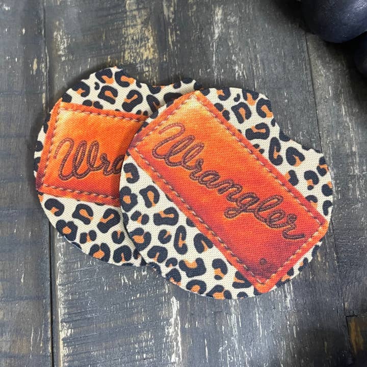 Pink August - Wholesale Car Coaster - Women's - Faux Leather Patch with Leopard Car Coasters 0