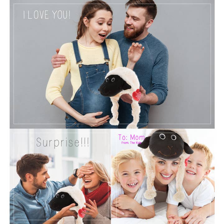 Cota Global - Wholesale Kids Hat - Kids - Plush I Love You Heart & Black Nose Sheep Hat3