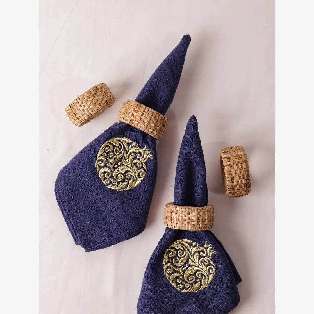 Casa Amarosa - Wholesale Napkin Ring - Rattan Napkin Ring, Dia 2 Inches (Set of 4)0