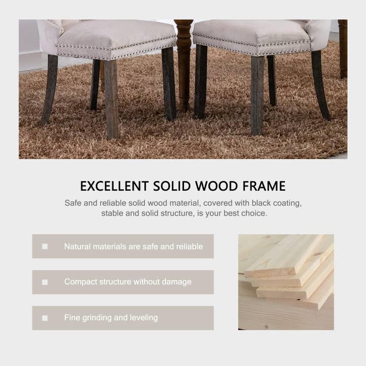 Beige Tufted Velvet Dining Chairs Set of 6 for wholesale on Faire4