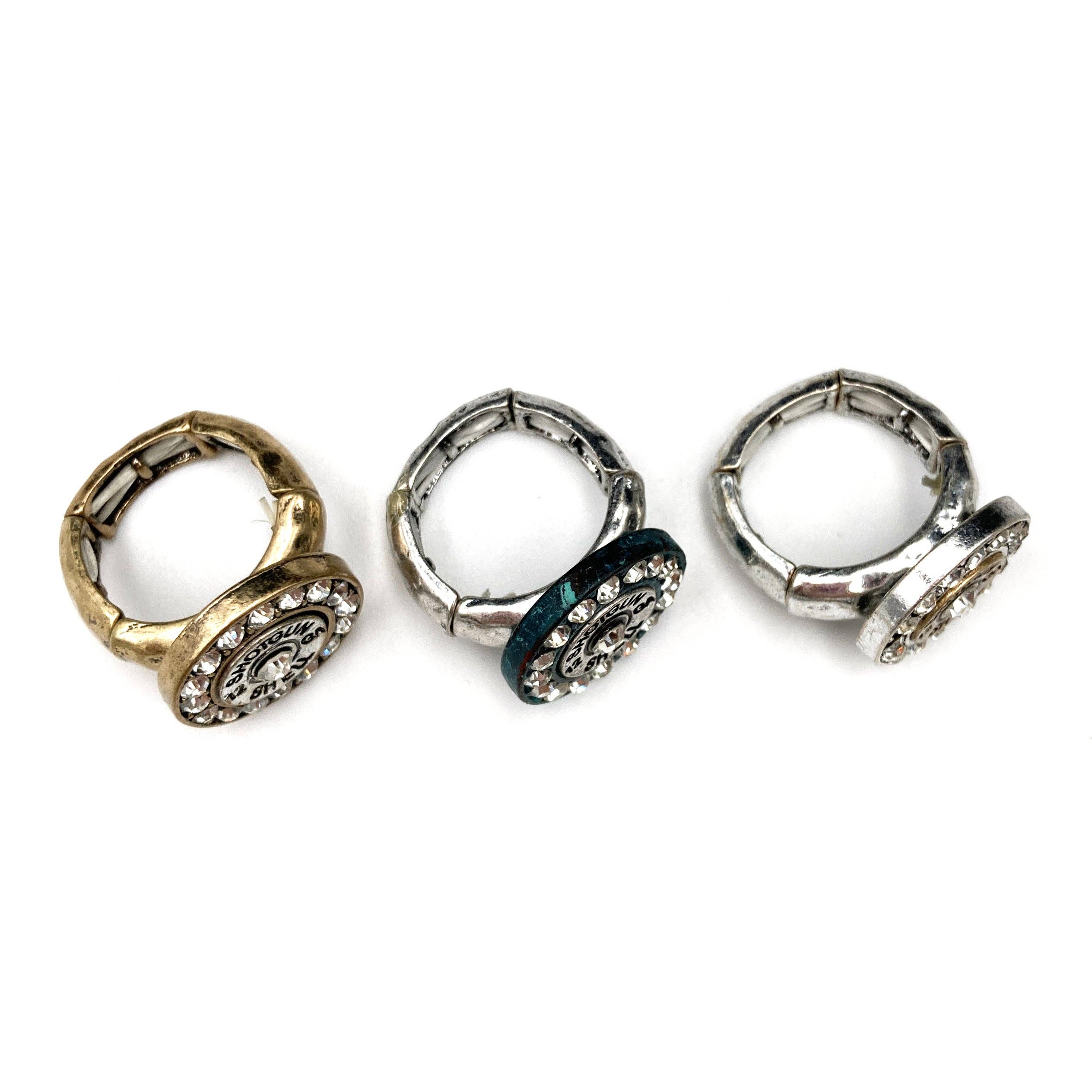 Lunar Deer - Wholesale Cocktail/Statement Ring - 12 GA Shotgun Bullet Shell Rhinestone Stretch Ring2