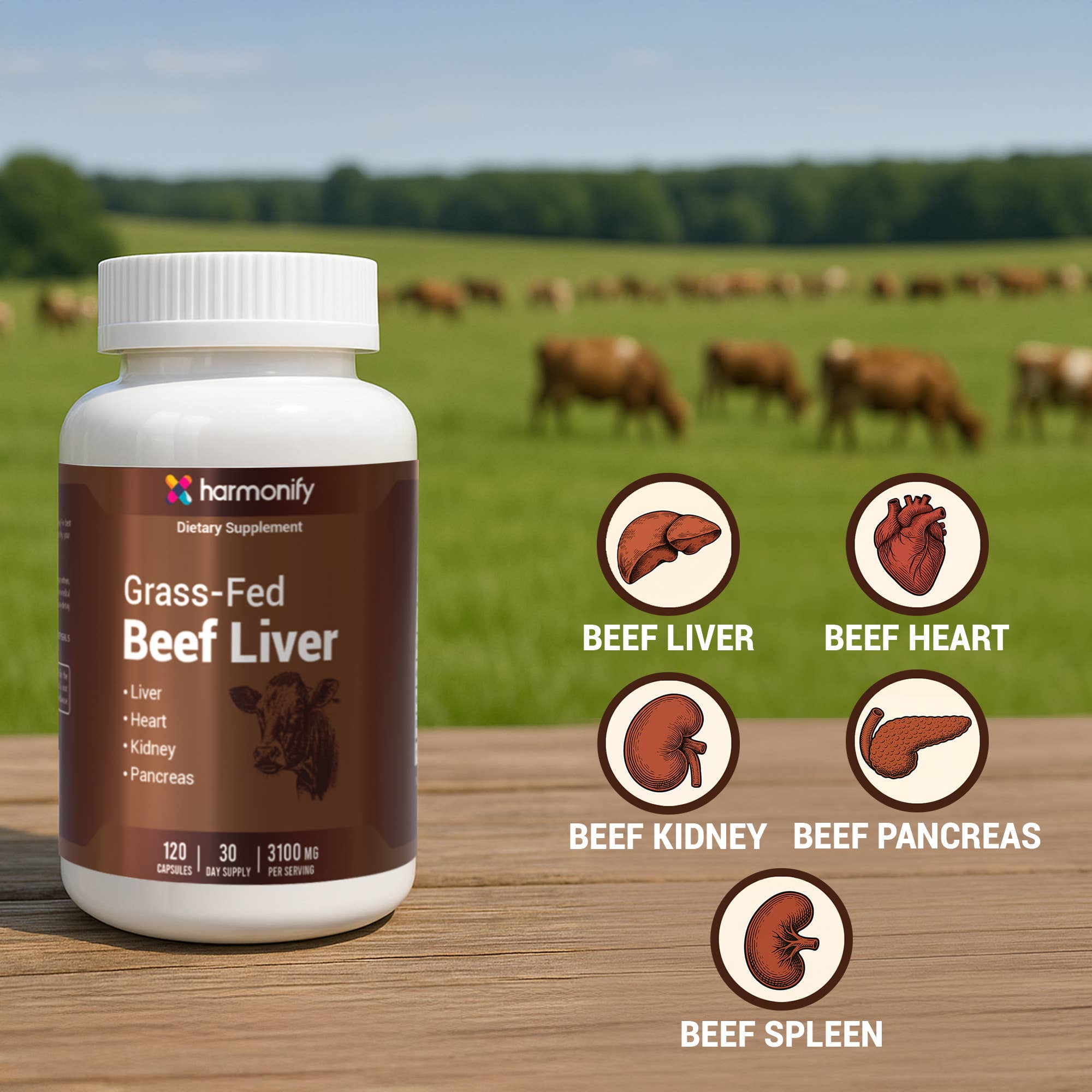 HARMONIFY - Vente Supplément oral/vitamine - Gélules de Foie de Bœuf Nourri à l’Herbe 3100 mg - Complément d’Organes9